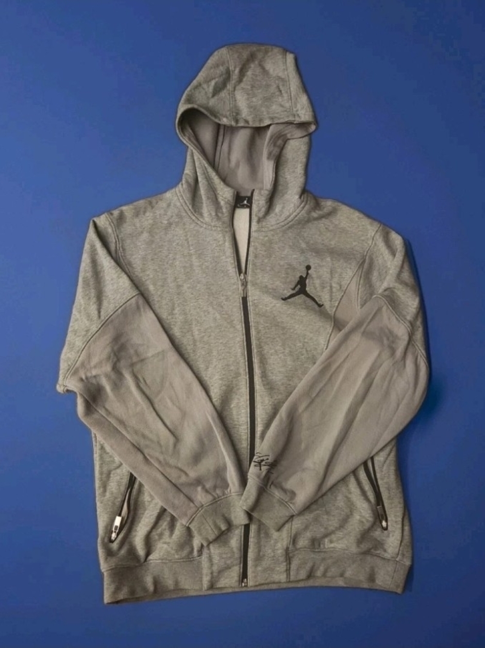 Men's Grey Full-Zip Hoodie Jacket Jordan Sports Grey hoodie, Size L